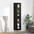 vidaXL Highboard 2 pcs Schwarz Eichen-Optik Glas