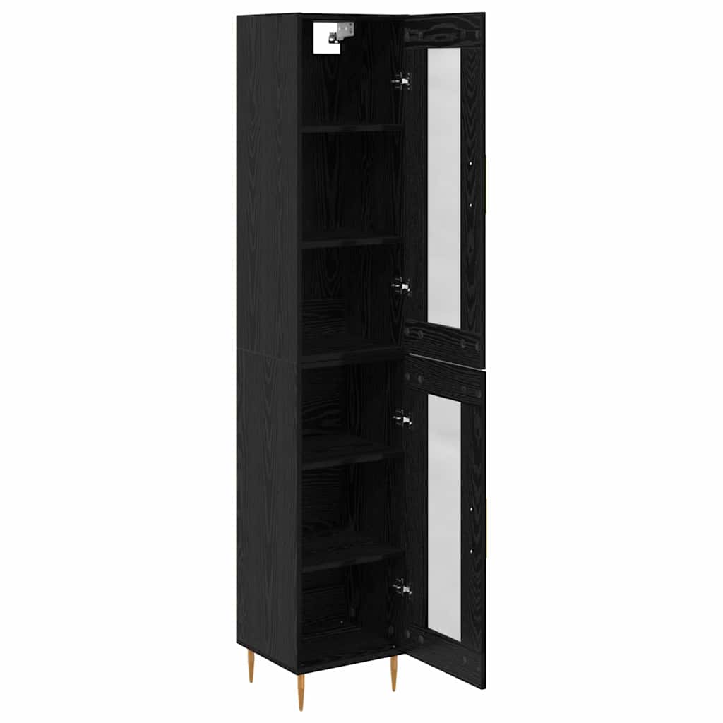 vidaXL Highboard 2 pcs Schwarz Eichen-Optik Glas