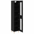 vidaXL Highboard 2 pcs Schwarz Eichen-Optik Glas