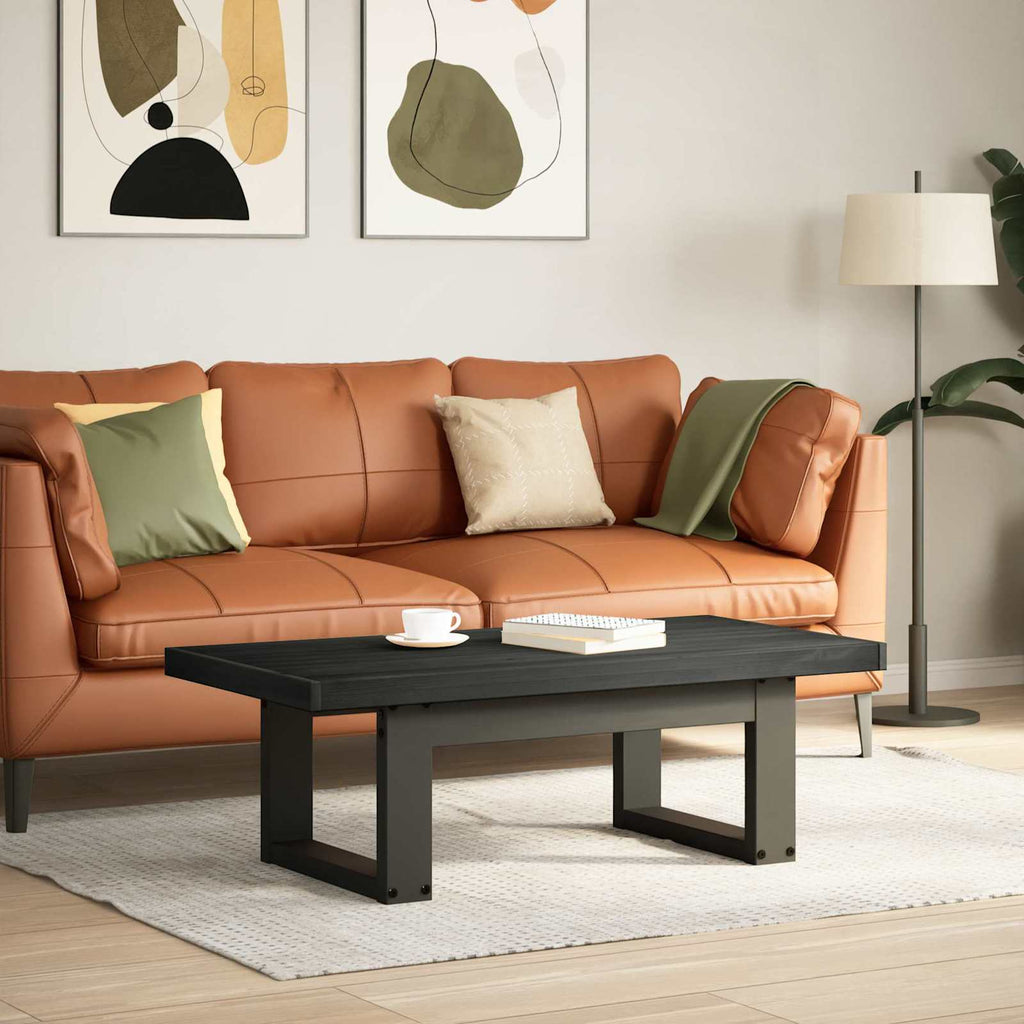 vidaXL Couchtisch NOAIN Schwarz 119 x 60 x 40 cm Massives Kiefernholz