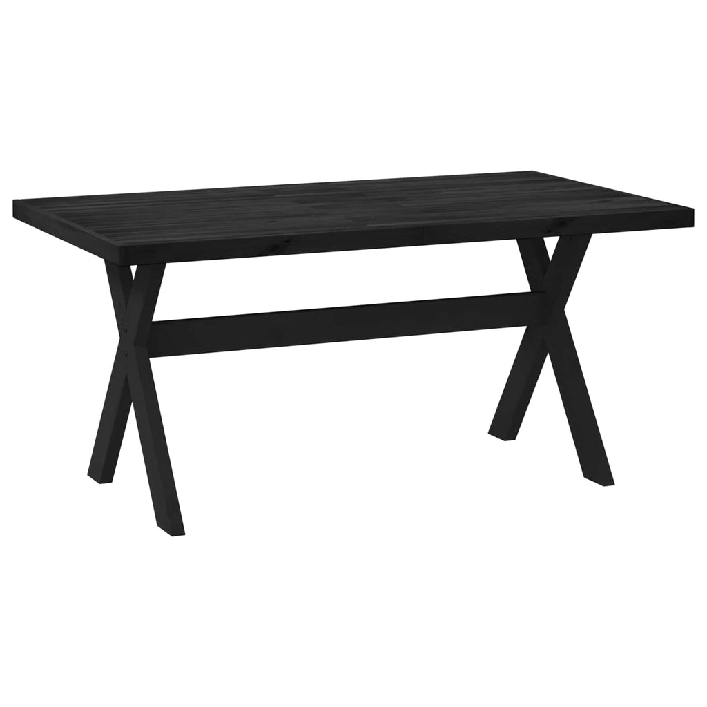 vidaXL Esstisch NOAIN 160 cm Massives Kiefernholz Schwarz Rechtwinklig