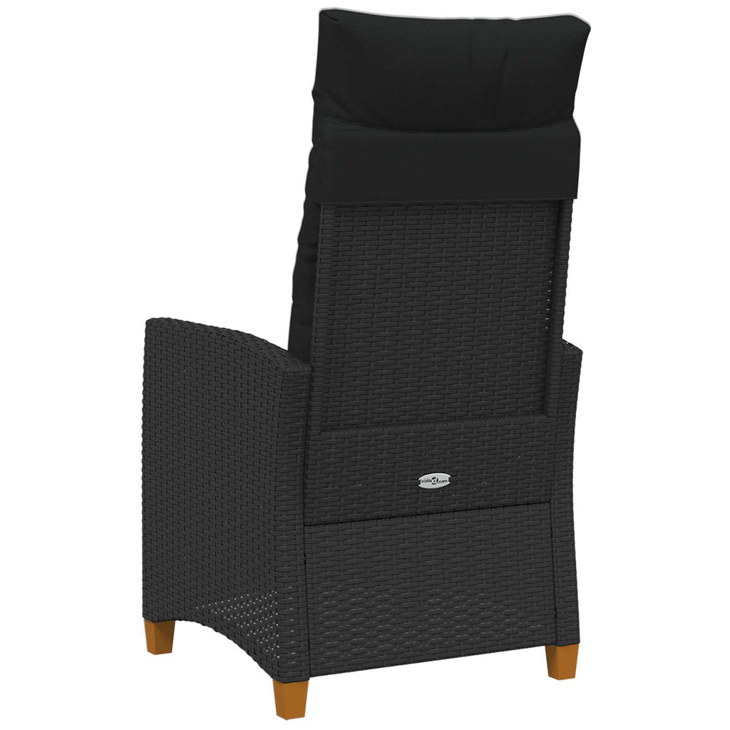 vidaXL Liegestuhl mit Teeteller Schwarz 62 x 64 x 112 cm Poly-Rattan