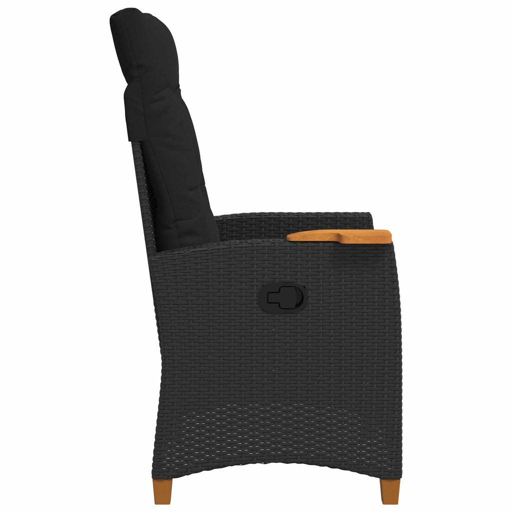 vidaXL Liegestuhl mit Teeteller Schwarz 62 x 64 x 112 cm Poly-Rattan