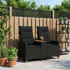vidaXL Liegebank mit Tisch Schwarz 126 x 65 x 112 cm Poly-Rattan