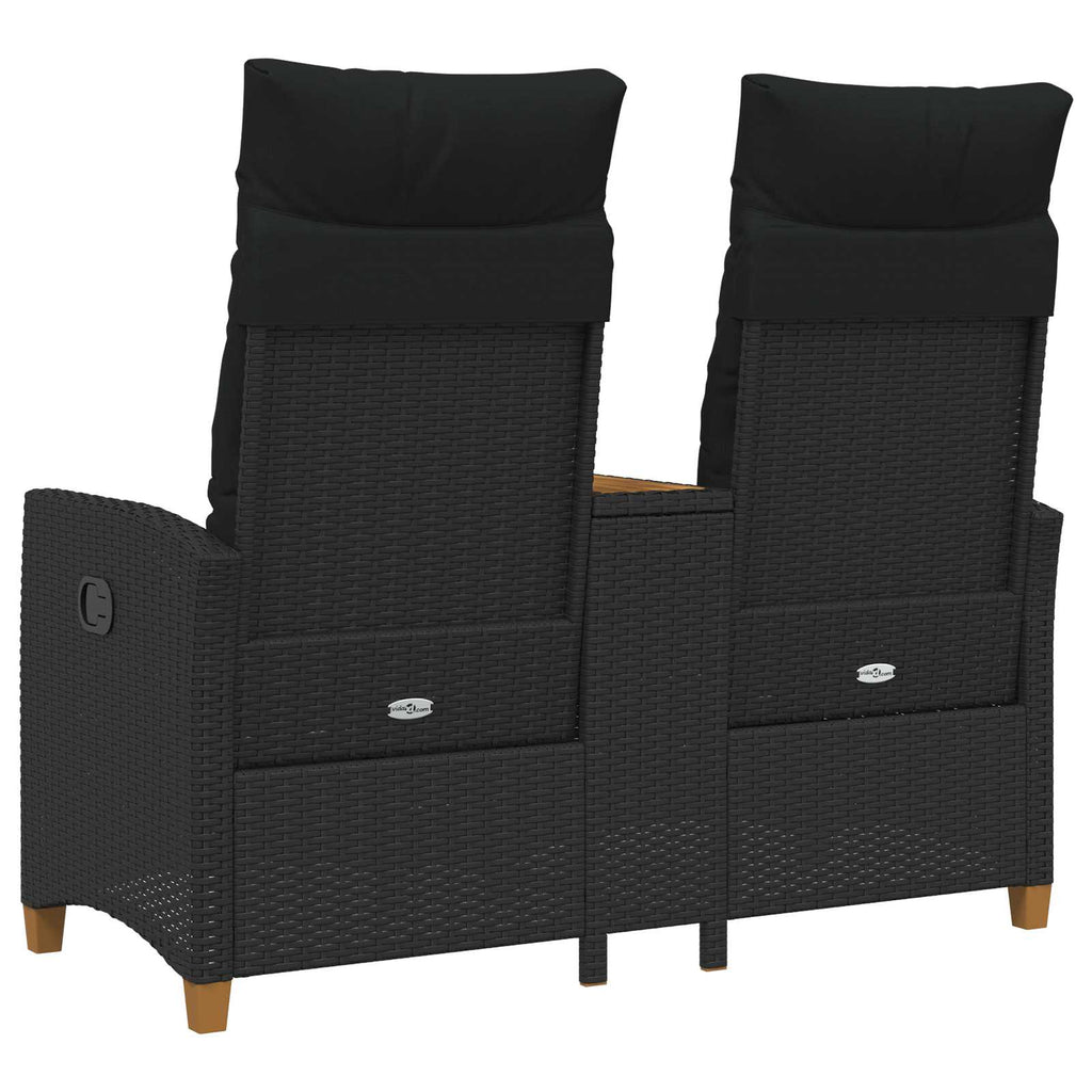 vidaXL Liegebank mit Tisch Schwarz 126 x 65 x 112 cm Poly-Rattan