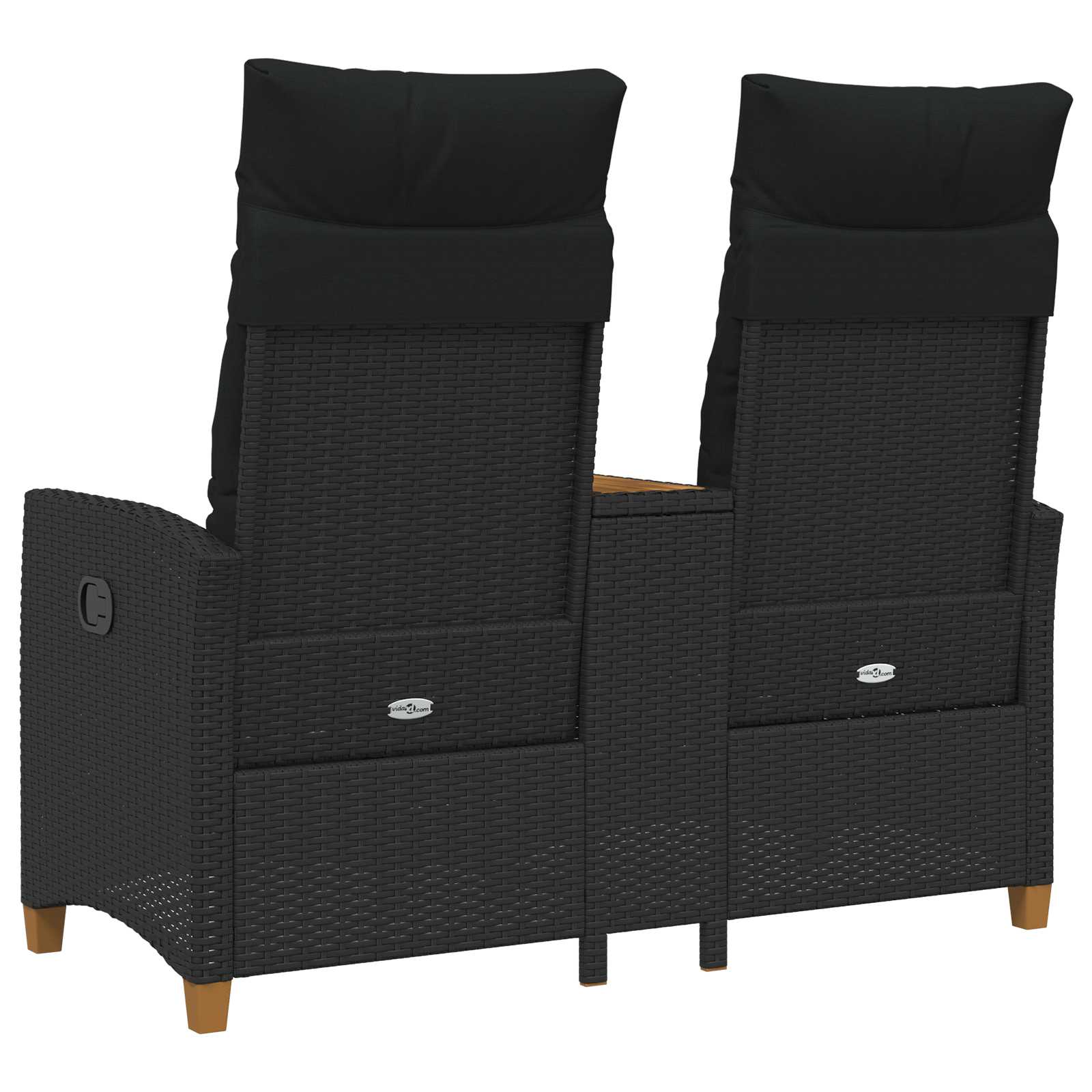 vidaXL Liegebank mit Tisch Schwarz 126 x 65 x 112 cm Poly-Rattan