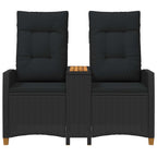 vidaXL Liegebank mit Tisch Schwarz 126 x 65 x 112 cm Poly-Rattan