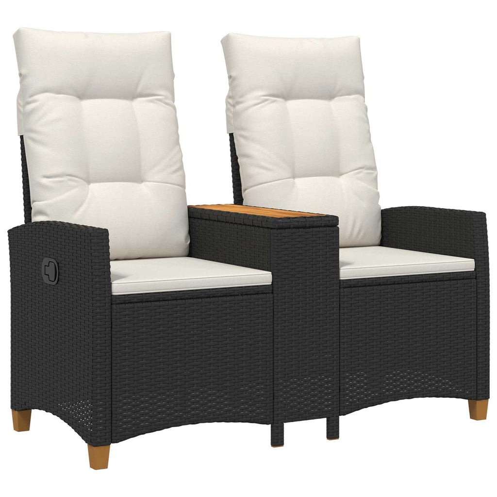 vidaXL Liegebank mit Tisch Schwarz und Cremeweiß 126 x 65 x 112 cm