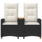 vidaXL Liegebank mit Tisch Schwarz und Cremeweiß 126 x 65 x 112 cm