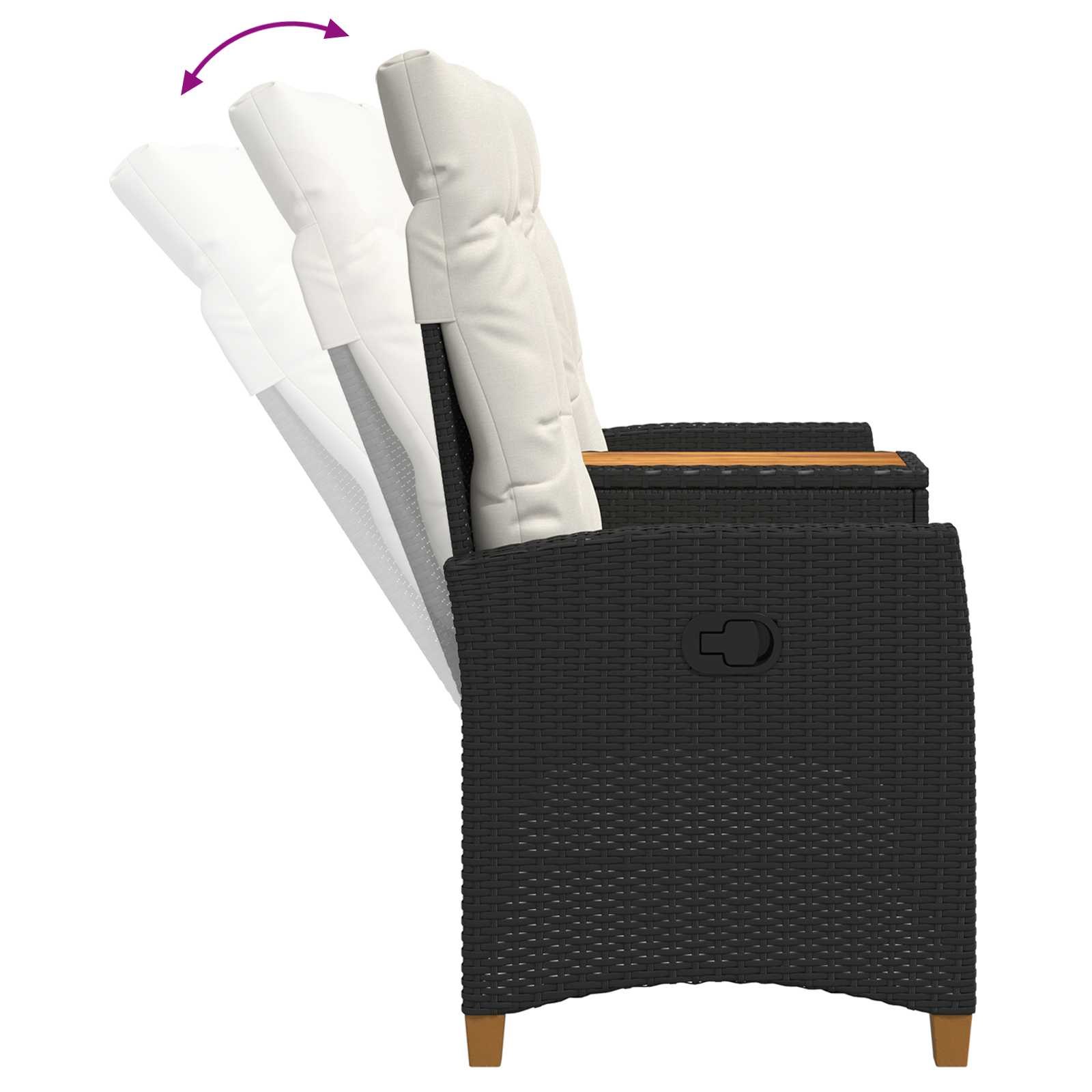 vidaXL Liegebank mit Tisch Schwarz und Cremeweiß 126 x 65 x 112 cm