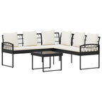 vidaXL Gartensofa-set 2 pcs Schwarz und Creme Poly Rattan Stahl