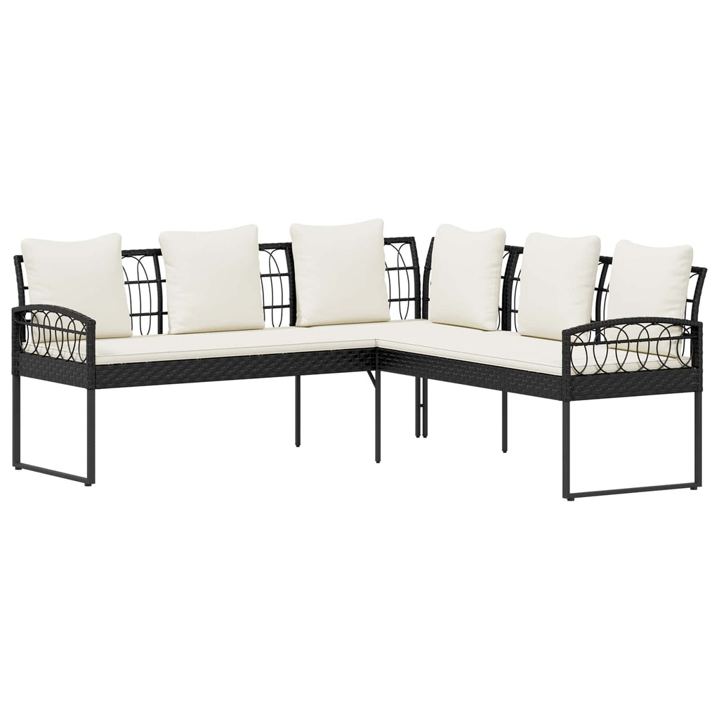 vidaXL Gartensofa-set 2 pcs Schwarz und Creme Poly Rattan Stahl