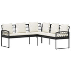 vidaXL Gartensofa-set 2 pcs Schwarz und Creme Poly Rattan Stahl