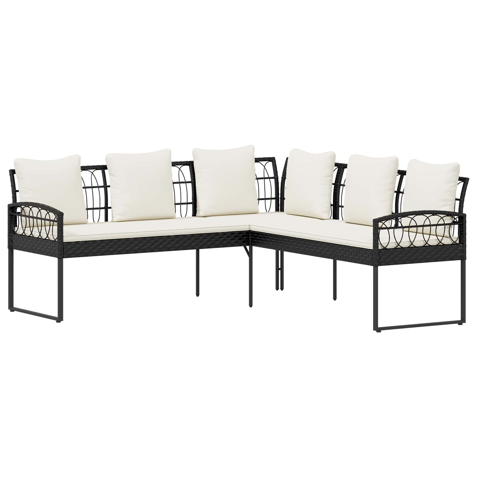vidaXL Gartensofa-set 2 pcs Schwarz und Creme Poly Rattan Stahl