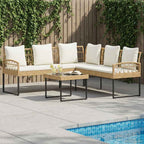 vidaXL Gartensofa-set mit Kissen 2 pcs Natur Poly Rattan Stahl