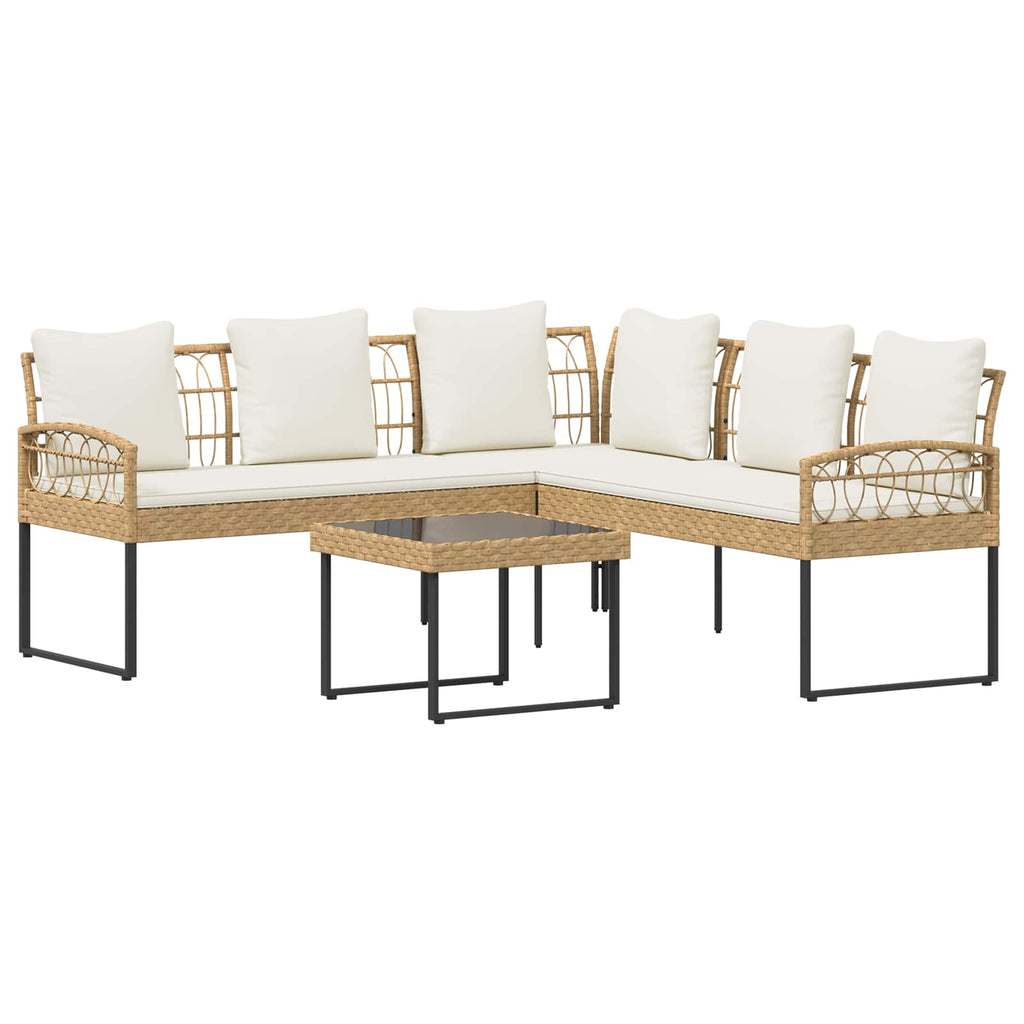 vidaXL Gartensofa-set mit Kissen 2 pcs Natur Poly Rattan Stahl