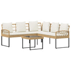 vidaXL Gartensofa-set mit Kissen 2 pcs Natur Poly Rattan Stahl