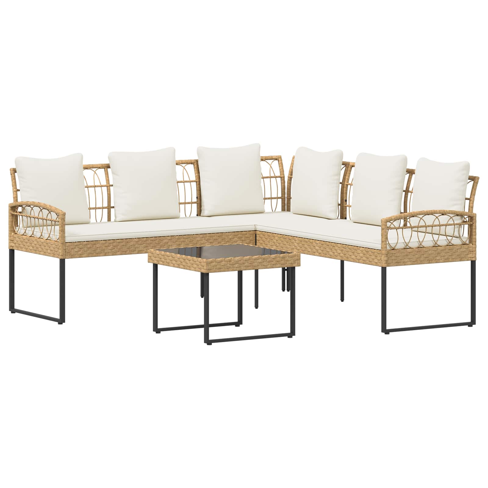 vidaXL Gartensofa-set mit Kissen 2 pcs Natur Poly Rattan Stahl