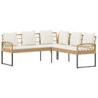 vidaXL Gartensofa-set mit Kissen 2 pcs Natur Poly Rattan Stahl