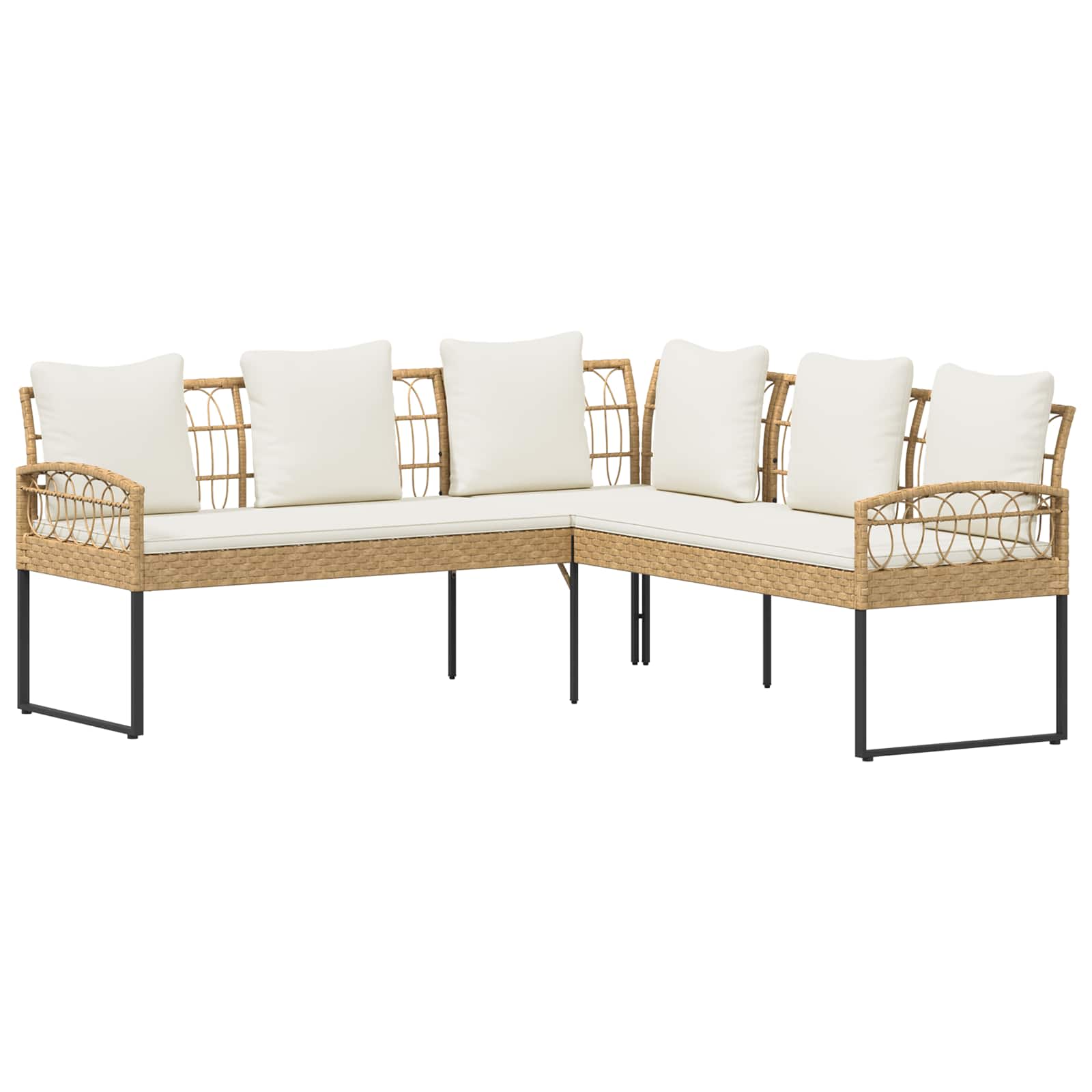 vidaXL Gartensofa-set mit Kissen 2 pcs Natur Poly Rattan Stahl