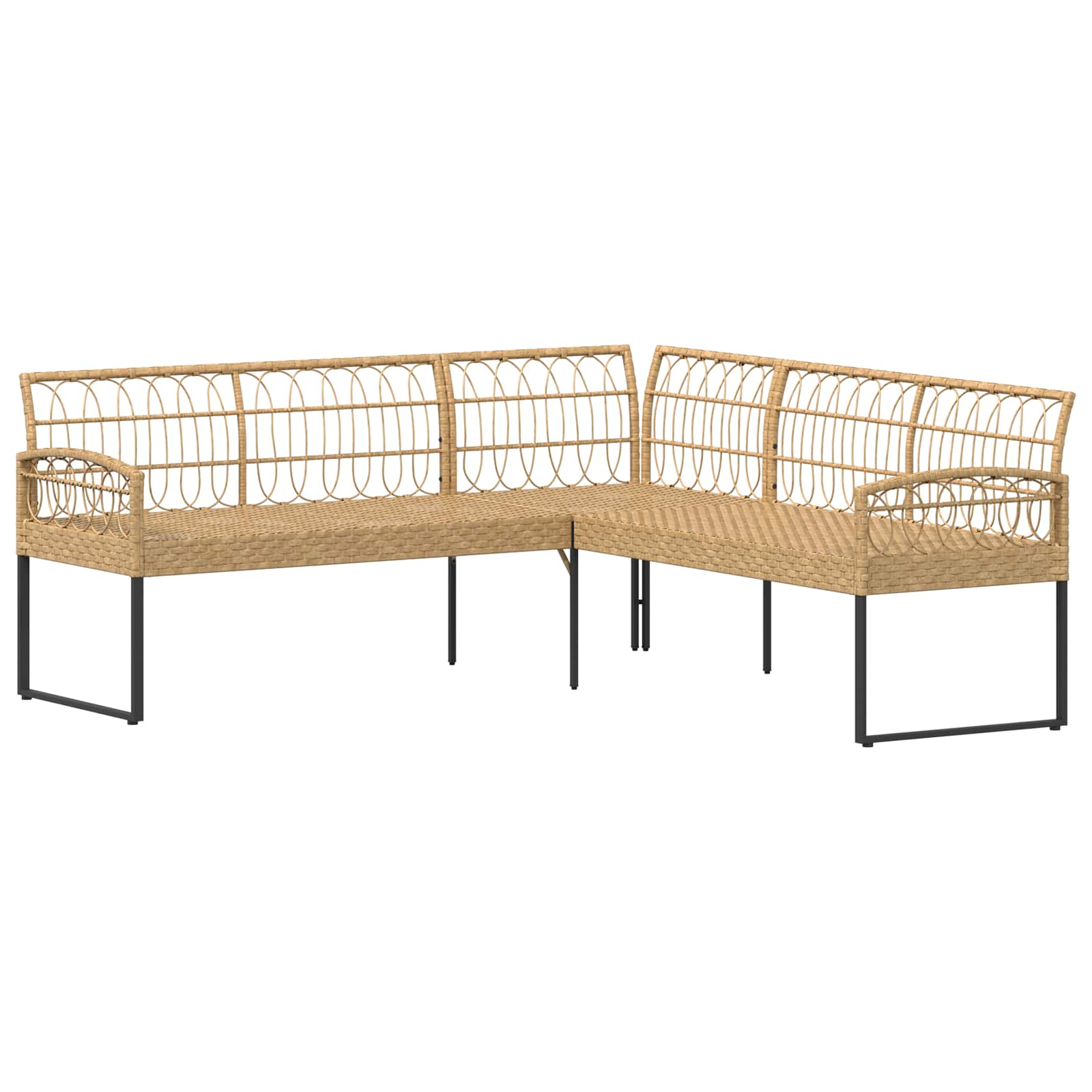 vidaXL Gartensofa-set mit Kissen 2 pcs Natur Poly Rattan Stahl