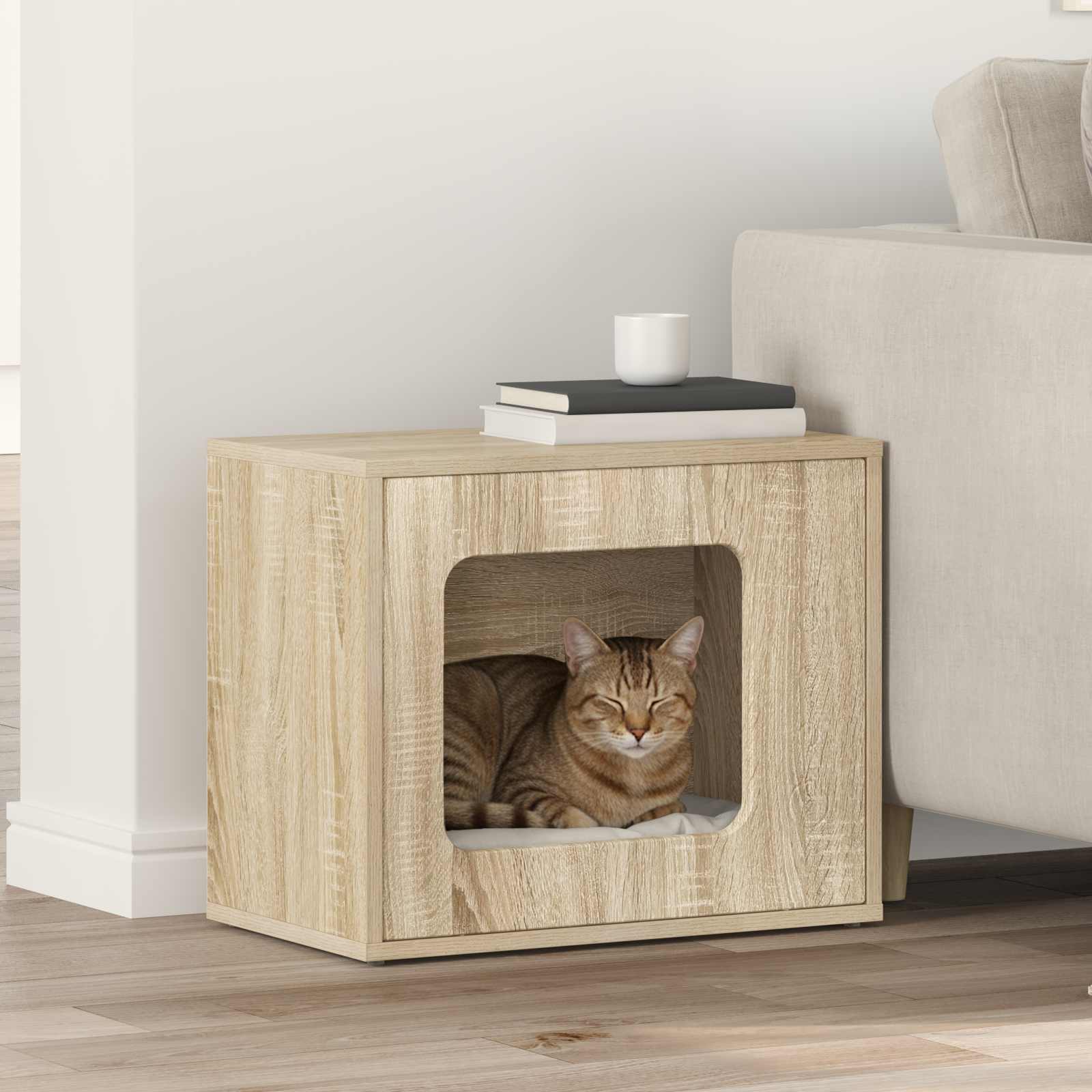 vidaXL Katzenhaus Sonoma 51 x 30 x 42,5 cm Holzwerkstoff