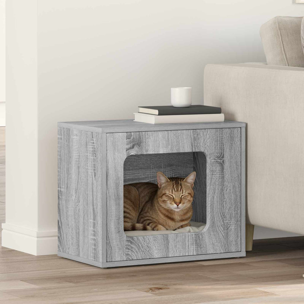 vidaXL Katzenhaus Graues Sonoma 51 x 30 x 42,5 cm Holzwerkstoff