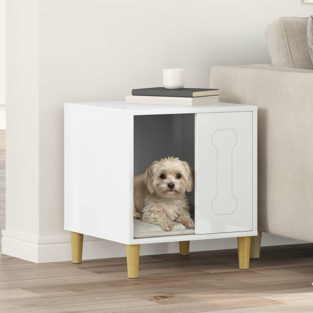 vidaXL Hundehütte Glänzend Weiß 44 x 42 x 49 cm Holzwerkstoff