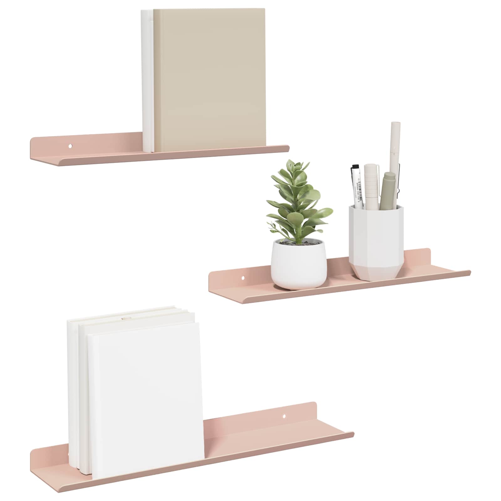 vidaXL Schwebendes Regal Wandmontiert 3 pcs Rosa 40 x 9 x 2,5 cm Stahl