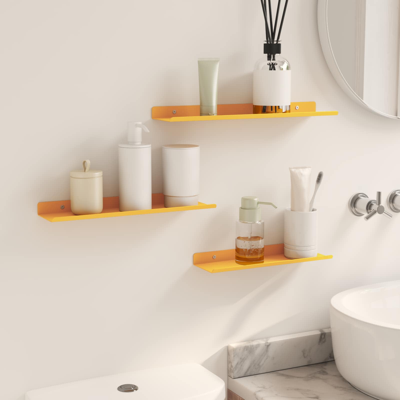 vidaXL Schwebendes Regal 3 pcs Senfgelb 40 x 9 x 2,5 cm Stahl