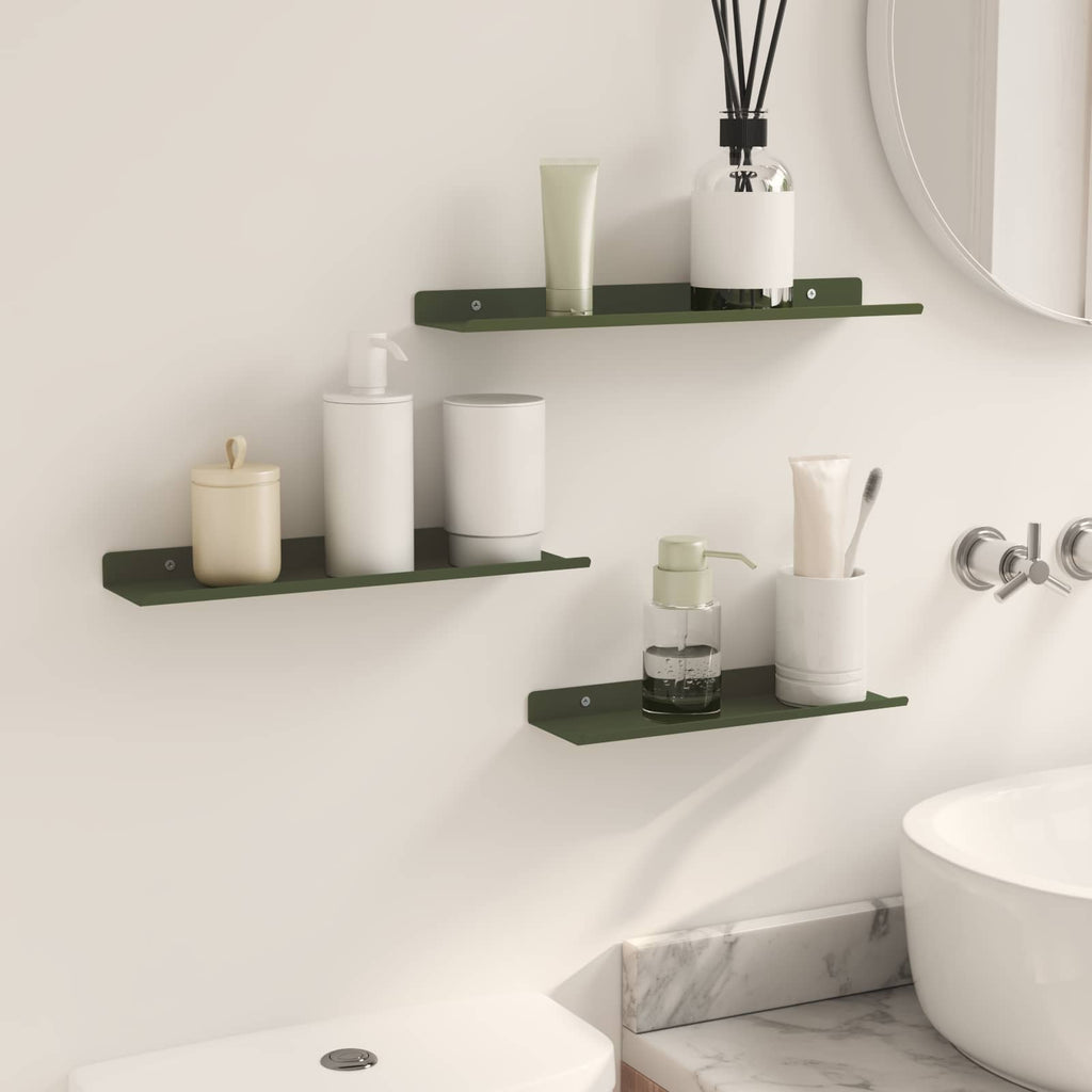 vidaXL Schwebendes Regal 3 pcs Olive Grün 40 x 9 x 2,5 cm Stahl