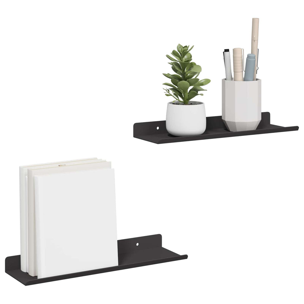 vidaXL Schwebendes Regal 2 pcs Schwarz 30 x 9 x 2,5 cm Stahl
