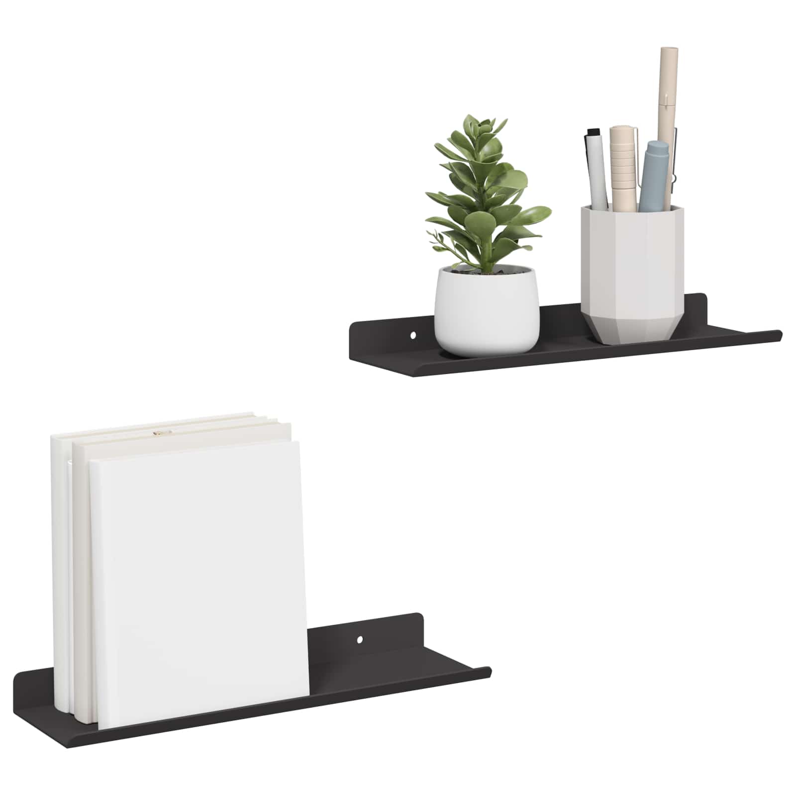 vidaXL Schwebendes Regal 2 pcs Schwarz 30 x 9 x 2,5 cm Stahl