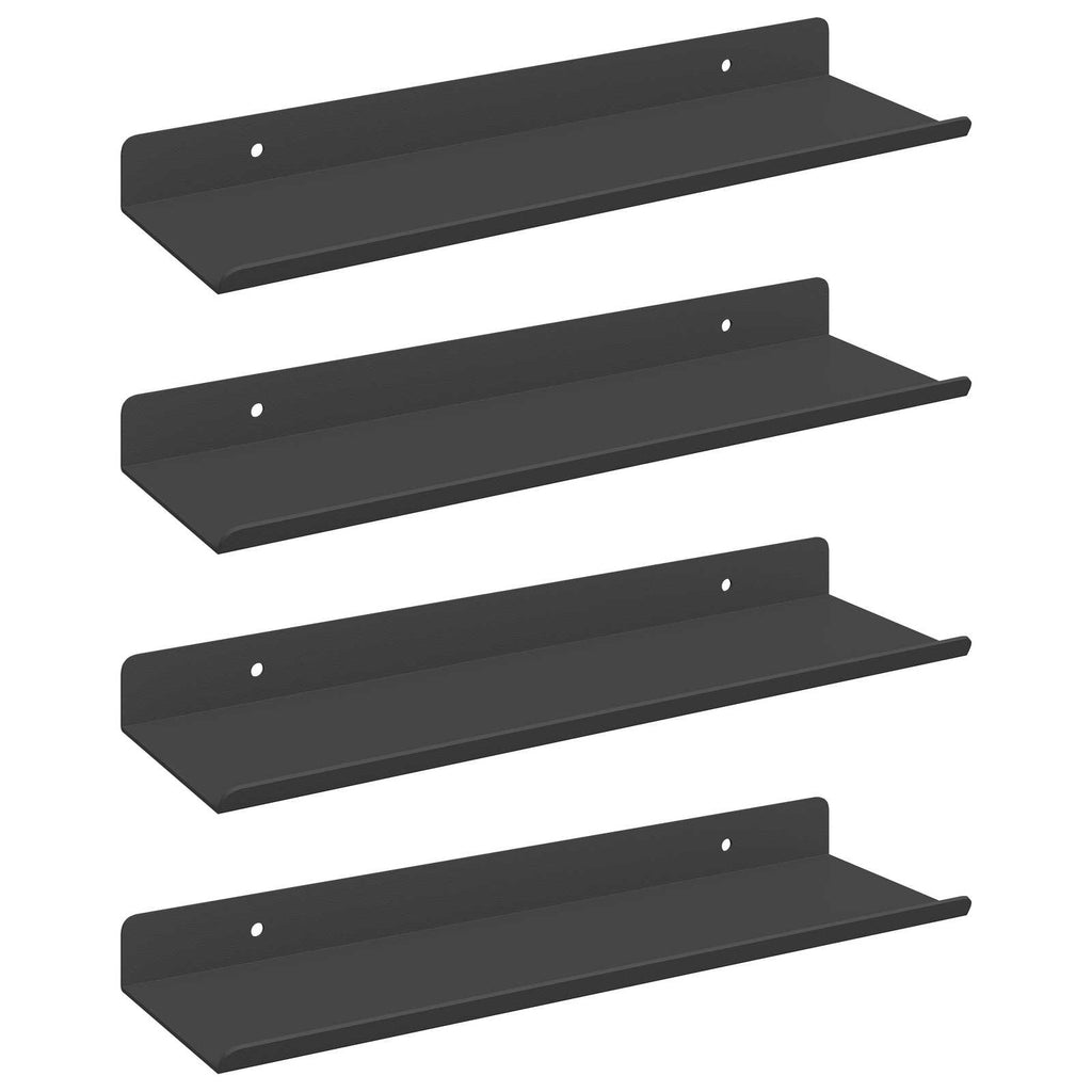 vidaXL Schwebendes Regal 4 pcs Schwarz 30 x 9 x 2,5 cm Stahl
