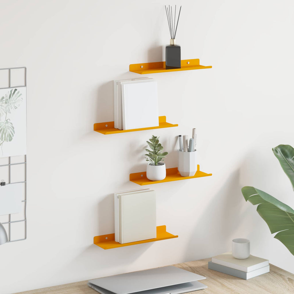 vidaXL Schwebendes Regal 4 pcs Senfgelb 30 x 9 x 2,5 cm Stahl