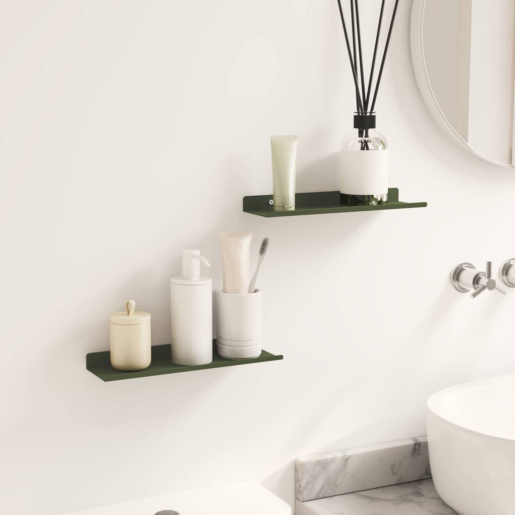 vidaXL Schwebendes Regal 2 pcs Olive Grün 30 x 9 x 2,5 cm Stahl
