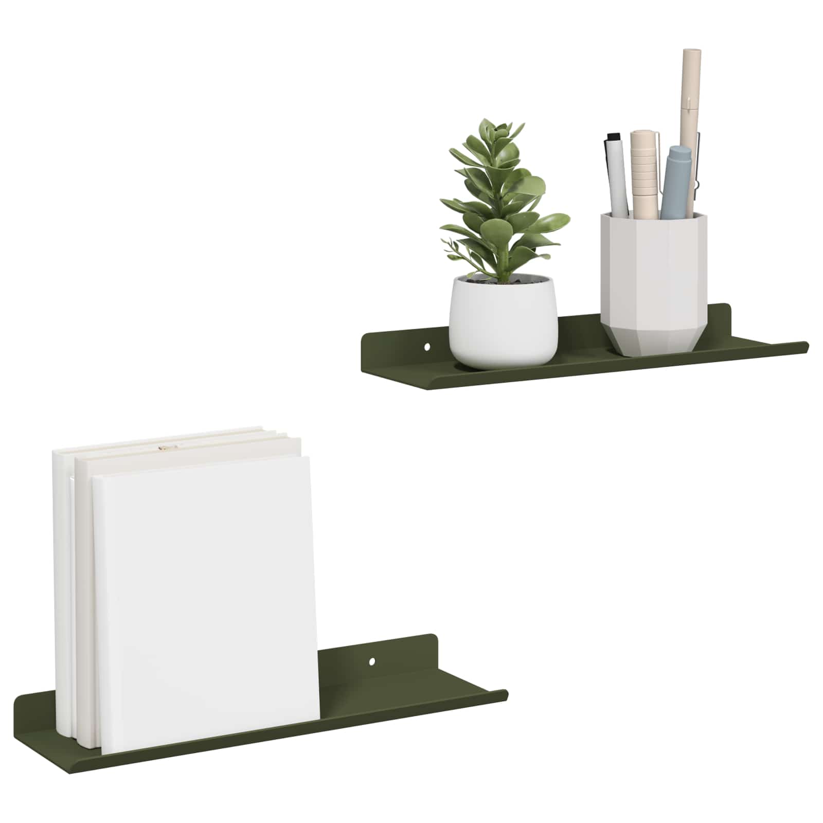 vidaXL Schwebendes Regal 2 pcs Olive Grün 30 x 9 x 2,5 cm Stahl