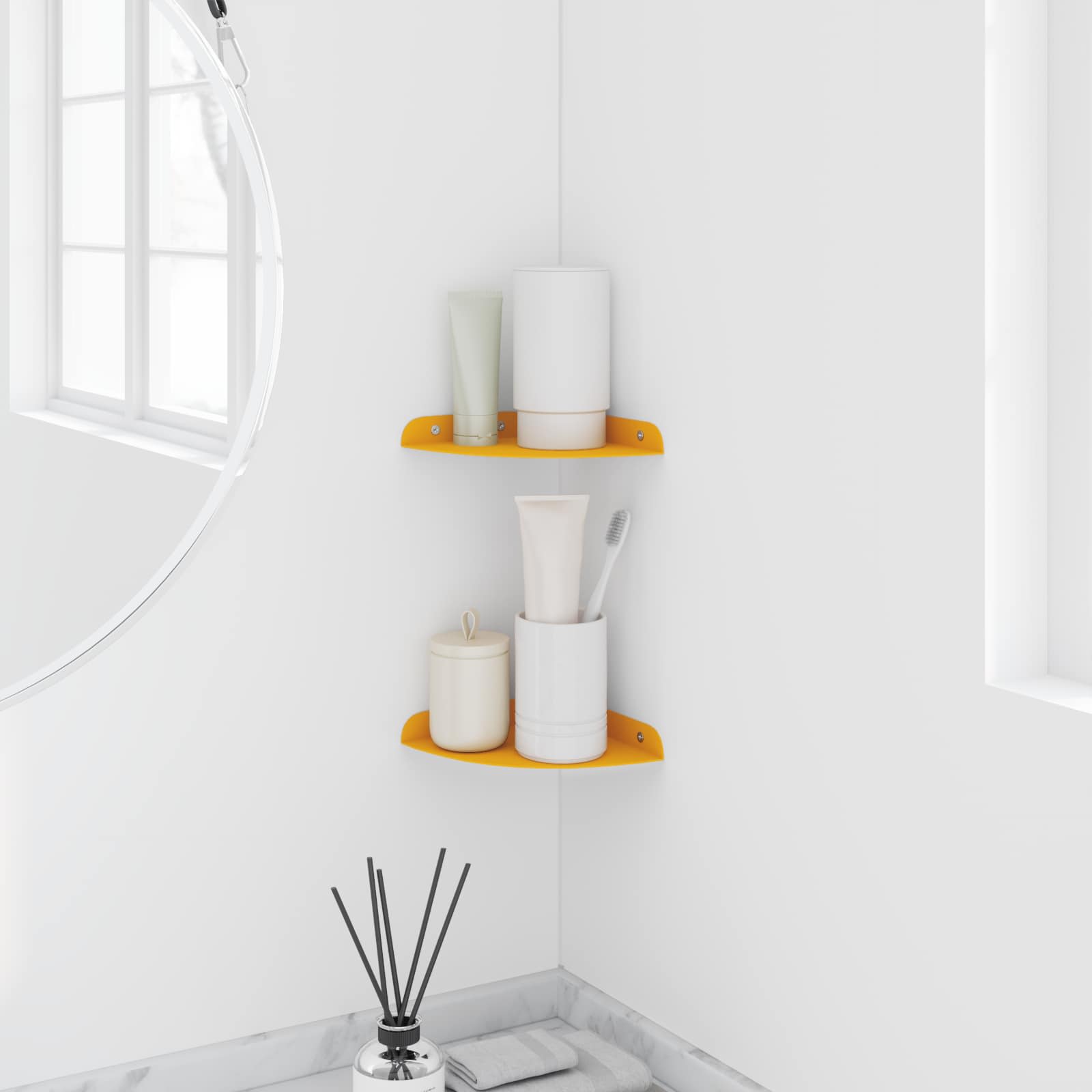 vidaXL Schwebendes Regal mit Regal 2 pcs Senfgelb 15 x 15 x 2 cm