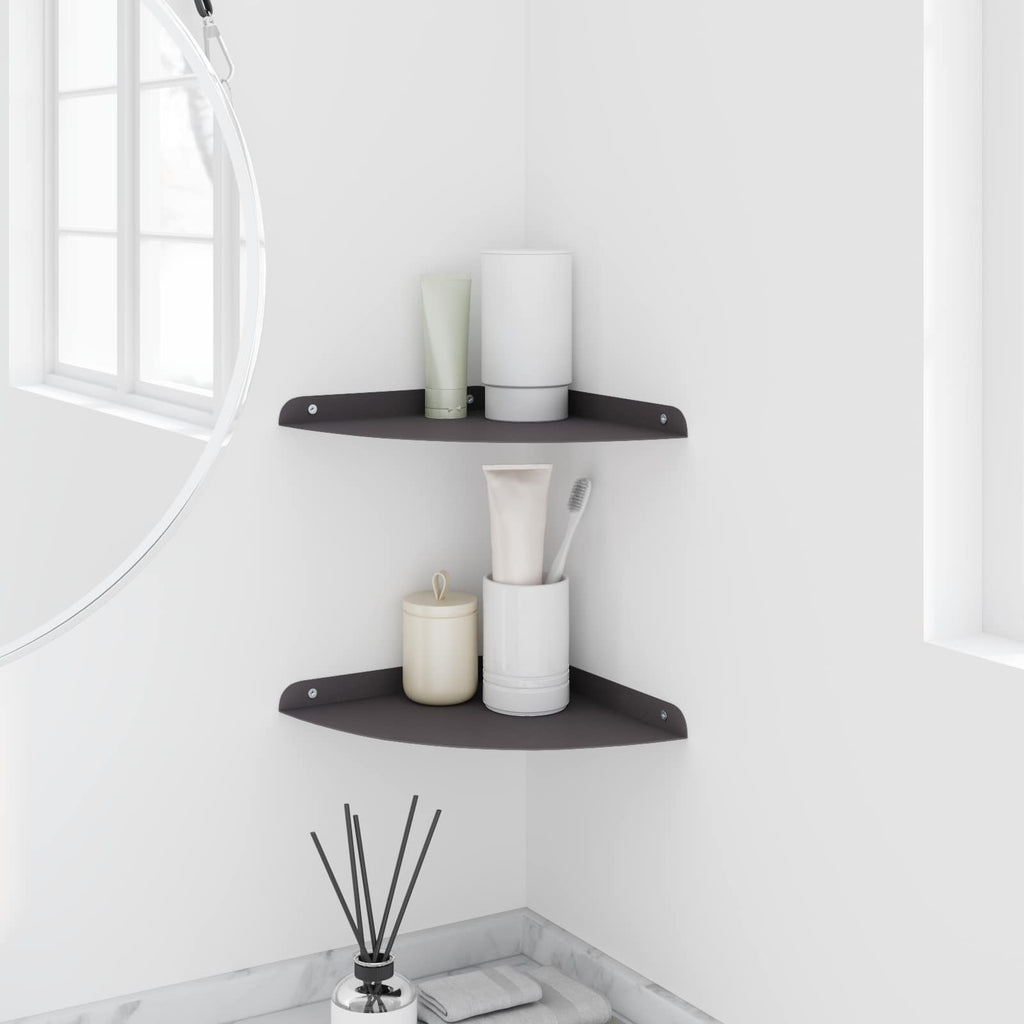 vidaXL Eckregal zum Schweben mit Regal 2 pcs Schwarz 24 x 24 x 2 cm