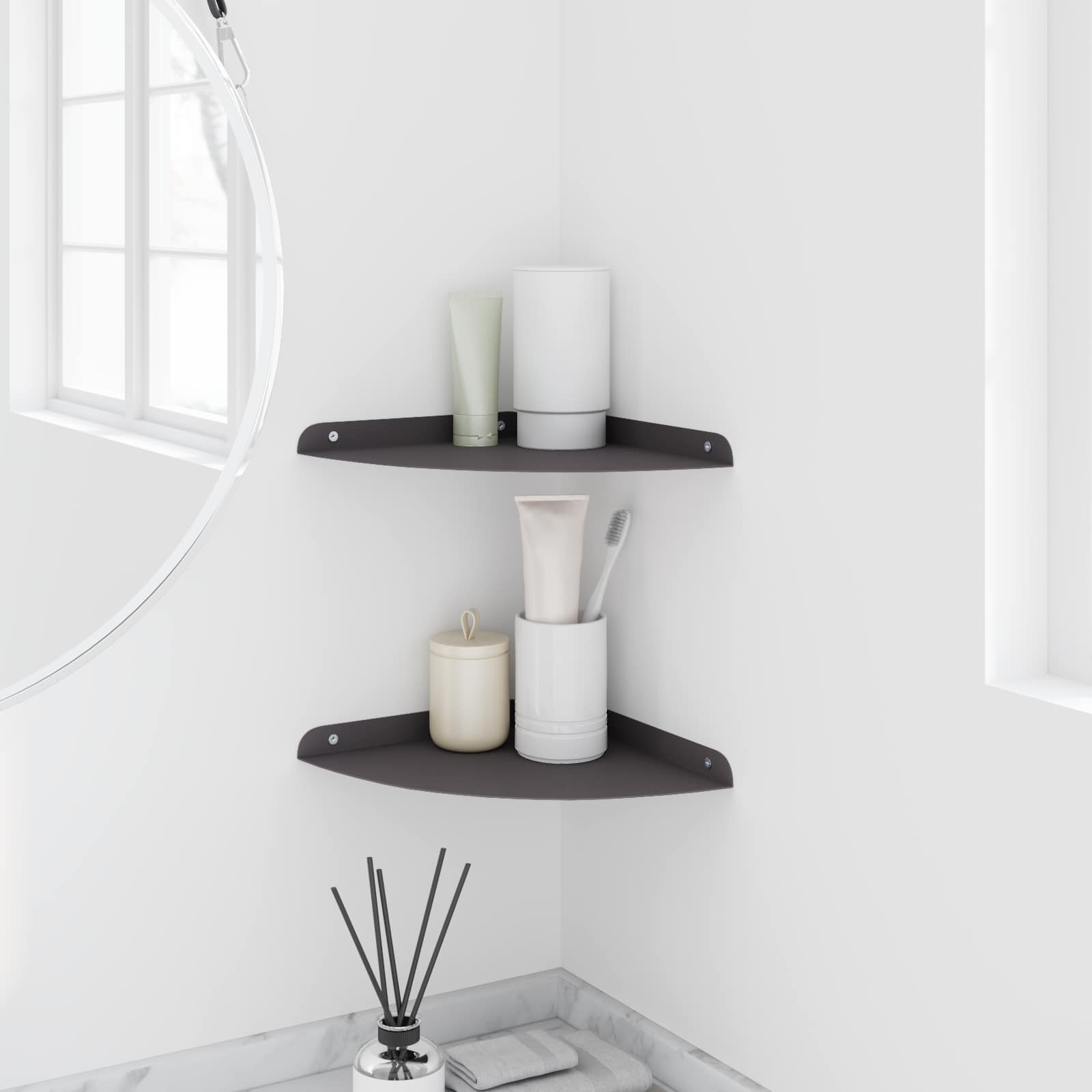 vidaXL Eckregal zum Schweben mit Regal 2 pcs Schwarz 24 x 24 x 2 cm