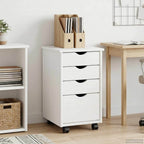 vidaXL Rollschrank Mit Rad Weiß 34 x 39 x 56 cm Massives Kiefernholz