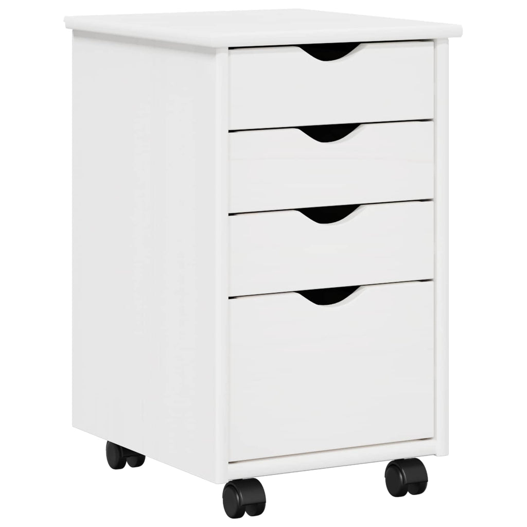 vidaXL Rollschrank Mit Rad Weiß 34 x 39 x 56 cm Massives Kiefernholz