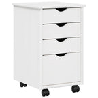 vidaXL Rollschrank Mit Rad Weiß 34 x 39 x 56 cm Massives Kiefernholz