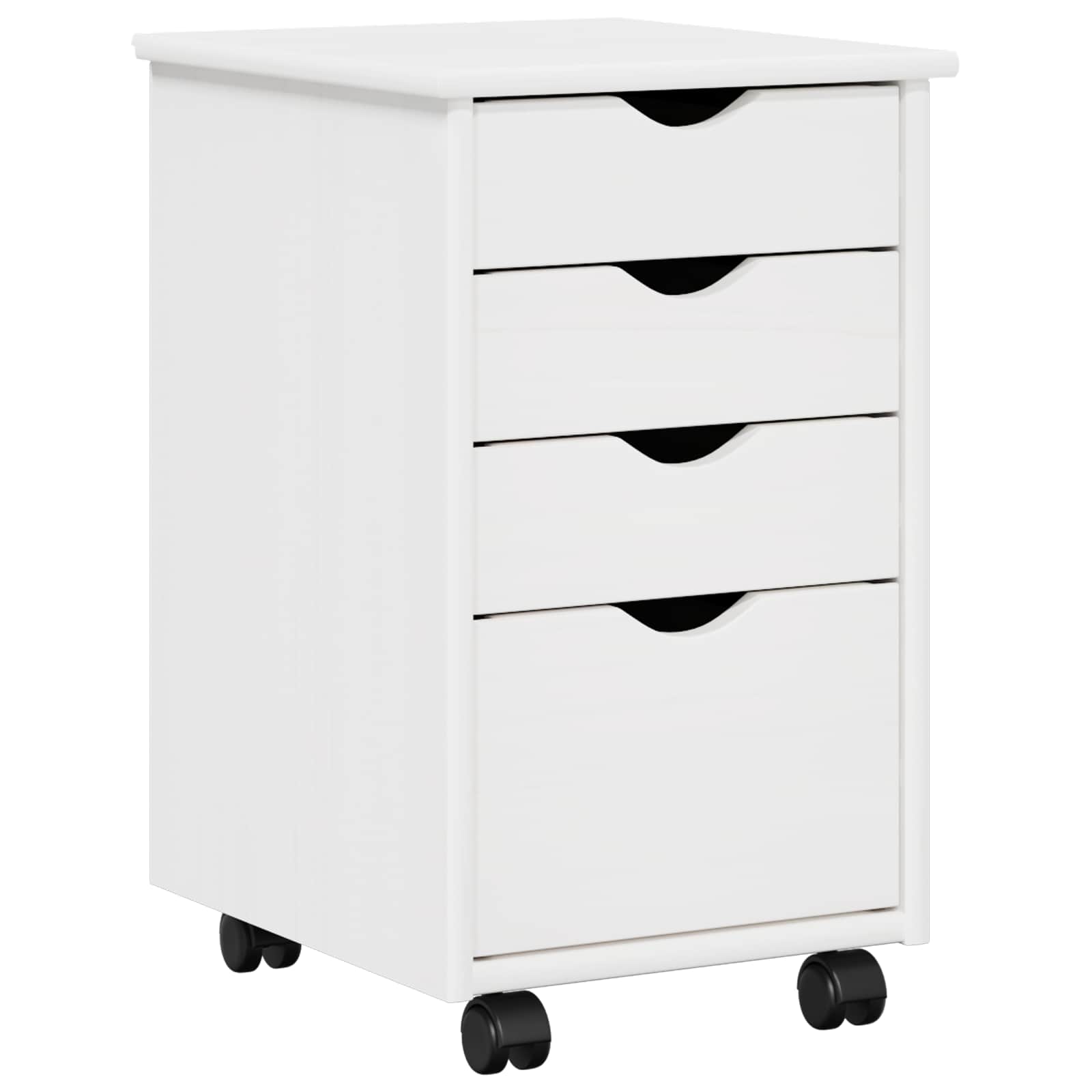 vidaXL Rollschrank Mit Rad Weiß 34 x 39 x 56 cm Massives Kiefernholz