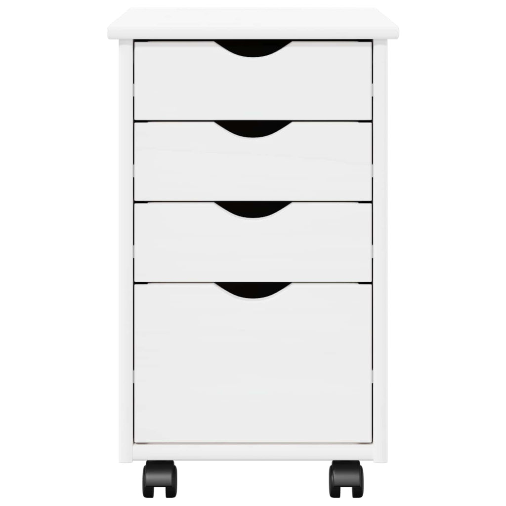 vidaXL Rollschrank Mit Rad Weiß 34 x 39 x 56 cm Massives Kiefernholz