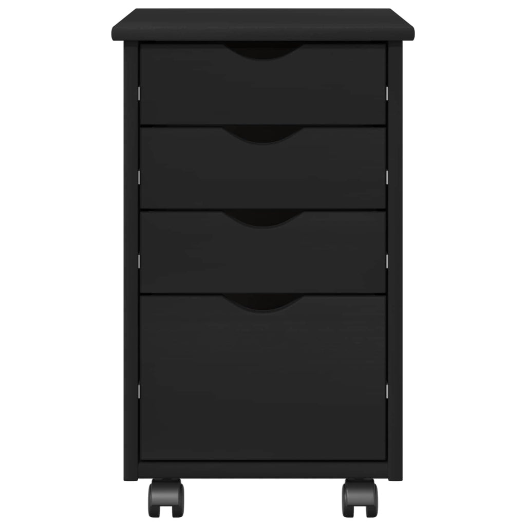 vidaXL Rollschrank Schwarz 34 x 39 x 56 cm Massives Kiefernholz