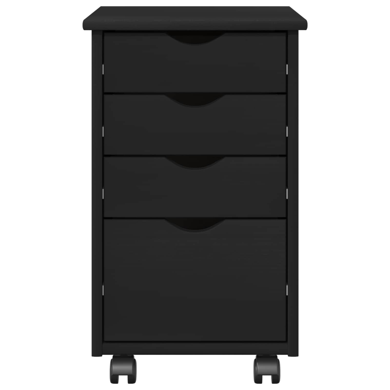 vidaXL Rollschrank Schwarz 34 x 39 x 56 cm Massives Kiefernholz