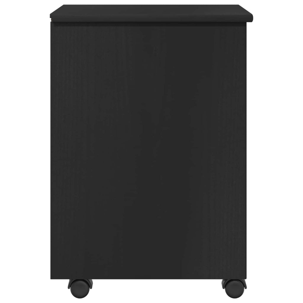 vidaXL Rollschrank Schwarz 34 x 39 x 56 cm Massives Kiefernholz