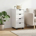 vidaXL Rollschrank Mit Rad Weiß 34 x 39 x 65,5 cm Massivholz Kiefer