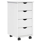 vidaXL Rollschrank Mit Rad Weiß 34 x 39 x 65,5 cm Massivholz Kiefer